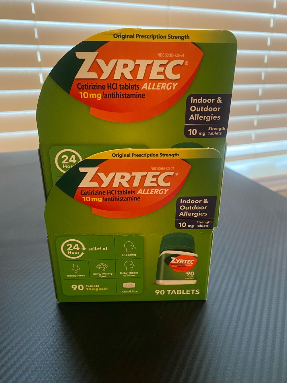 2 Zyrtec Allergy Cetirizine 10mg 180 Tablets (Green & Orange Packaging)